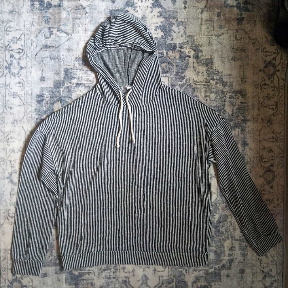 Caution to the Wind Striped Hoodie, Size Small